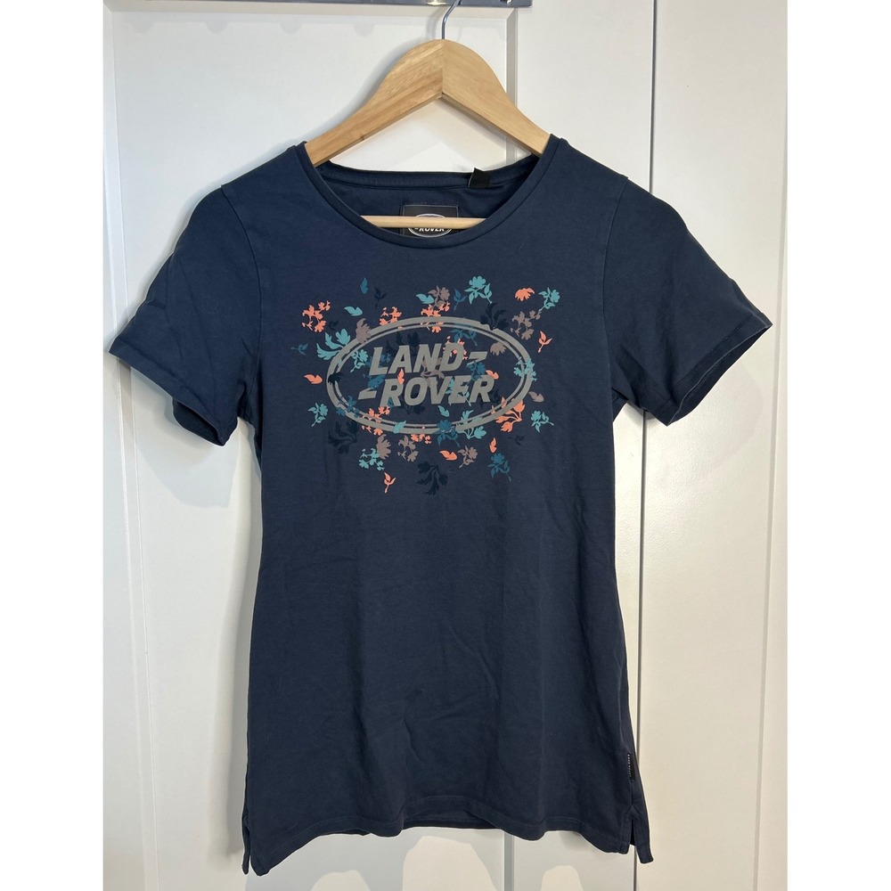 Land Rover Girls Navy Blue Floral Logo Graphic T-Shirt Size 10 Short Sleeve